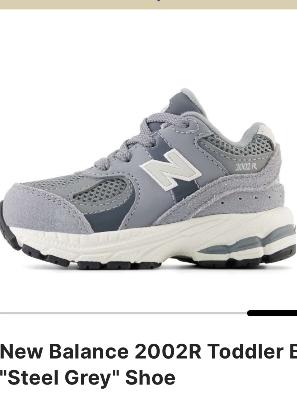 New Balance Kids 2002R Sneaker in Steel Grey and White- toddler boy size 6